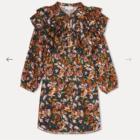 Something Navy Floral Ruffle Button Up Dress size Large-F10 - Picture 2 of 8